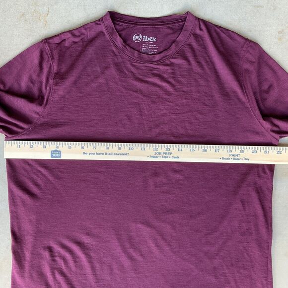 Ibex Merino Shirt Mens Merino Wool Base Layer sz L  Long Sleeve Maroon Crew Neck - Picture 5 of 5